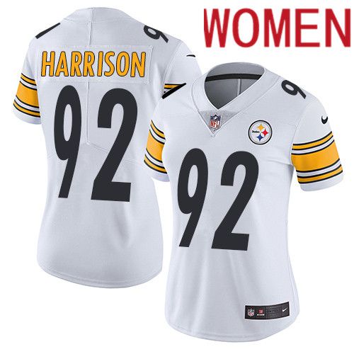 Women Pittsburgh Steelers 92 James Harrison Nike White Vapor Limited NFL Jersey